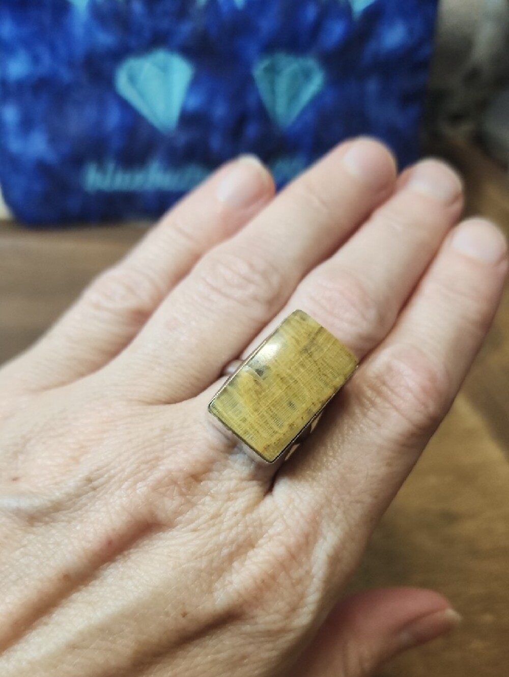Rectangular Yellow Stone Ring - Picture 3 of 5